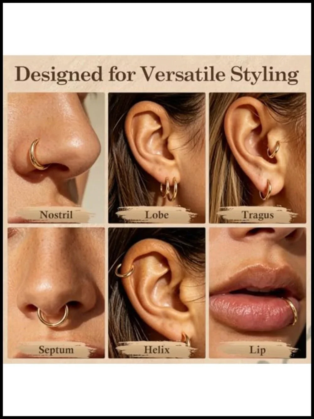 G23 Titanium Nose Ring Hoops - 20G 18G 16G Clicker - Hypoallergenic